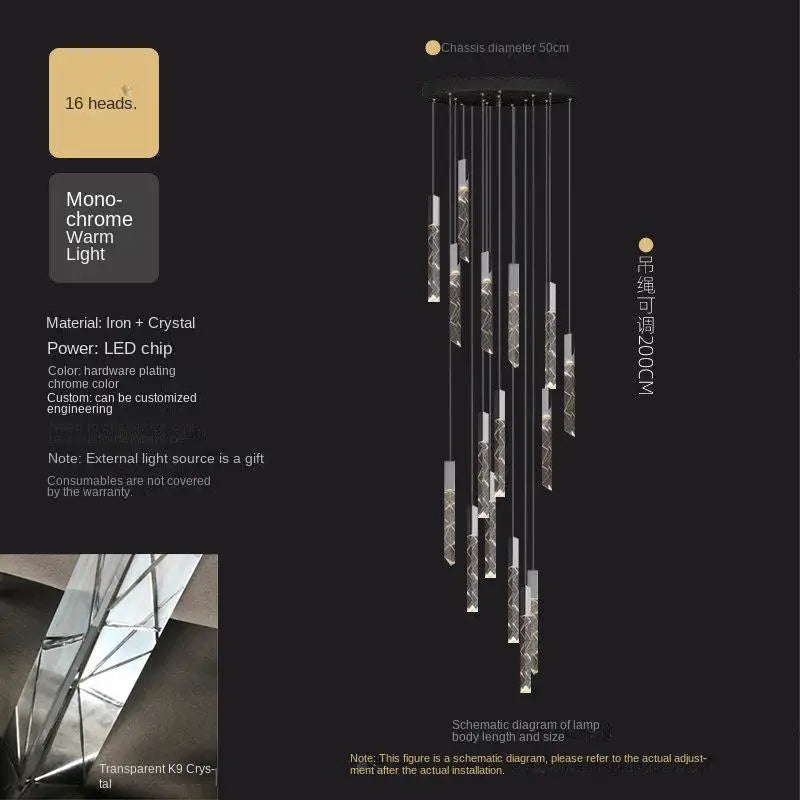 Afralia™ Luxury LED Chandelier for Staircase & Living Room - Modern Nordic Rotating Sky Lanterns