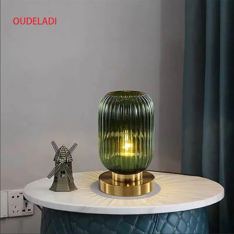 Afralia™ Pumpkin Glass Table Lamps for Study Bedroom, Modern Living Room Decor