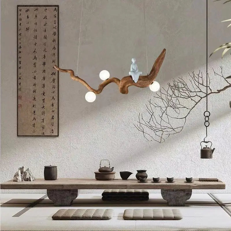 Afralia™ Zen Resin Branches Pendant Lights Tea House LED Hanging Lamp Fixtures