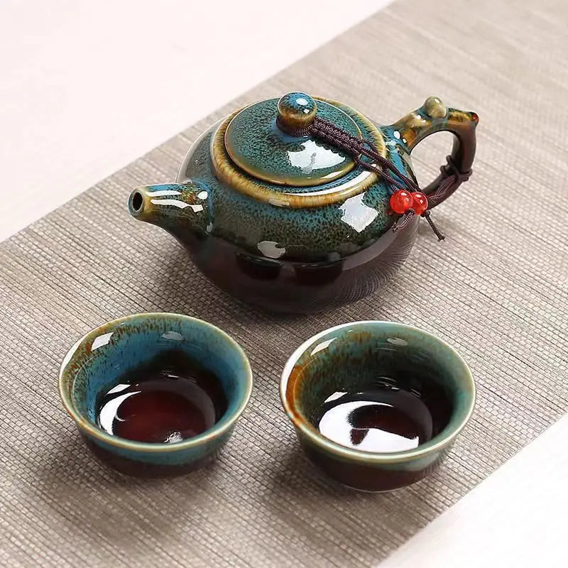 Afralia™ Ceramic Tea Set Chinese Gaiwan Gongfu Pot Teapot Cup Coffee Travel Kit