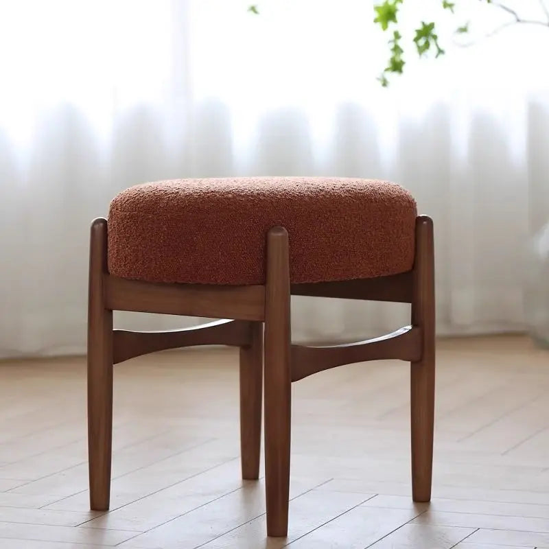 Afralia™ Ash Wood Makeup Bench Dressing Chair for Small Spaces