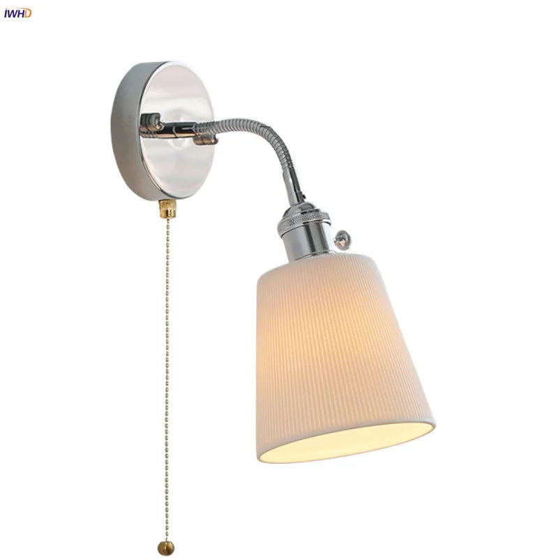 Afralia™ White Ceramic LED Wall Lights Adjustable Modern Bedside Lamp