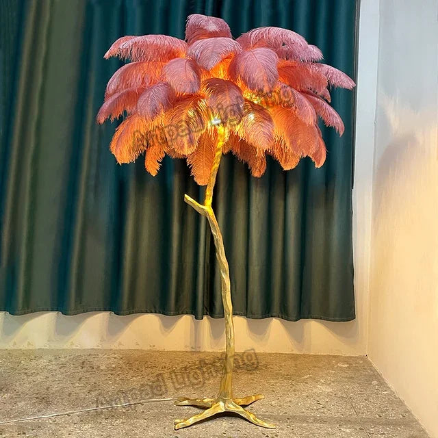 Afralia™ Ostrich Feather Floor Lamp Modern LED Light Fixtures Living Room Bedroom