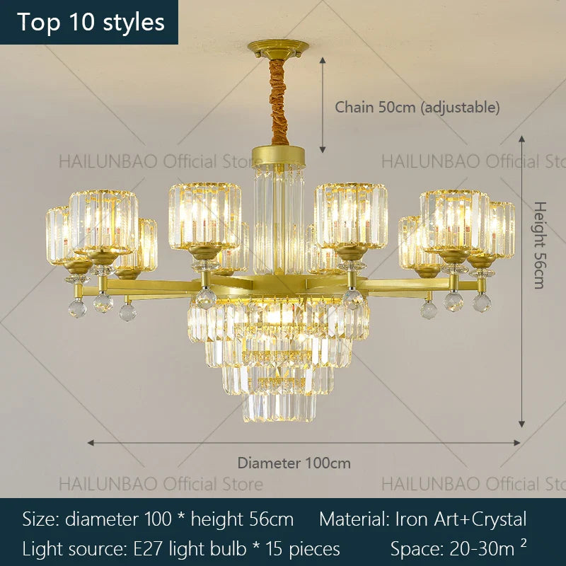 Afralia™ Crystal Chandelier: Elegant Retro Lighting for Living Room, Bedroom, and Dining Area