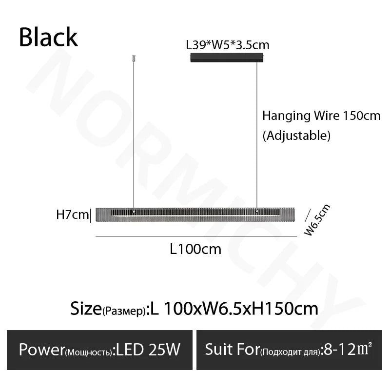 Afralia™ Modern Black Linear Glass Pendant Lamp