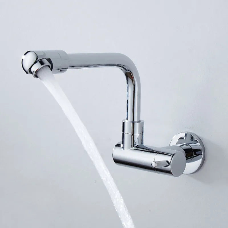 Afralia™ Black Wall-Mounted Kitchen Faucet Single Cold Single Hole Rotation Tap