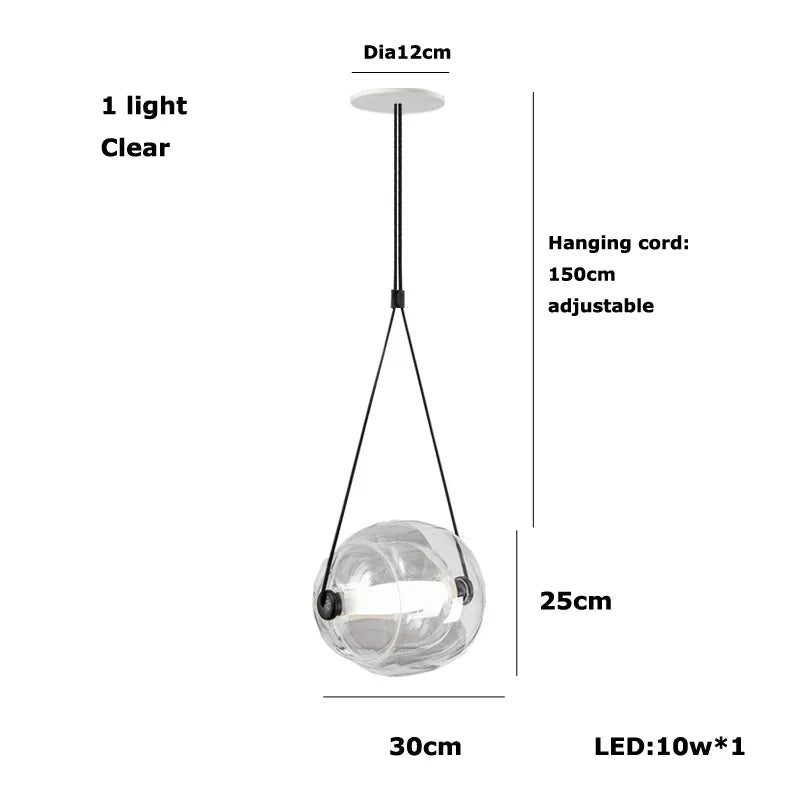 Afralia™ Multicolor Glass Globe Pendant Light for Stylish Bedroom Decor