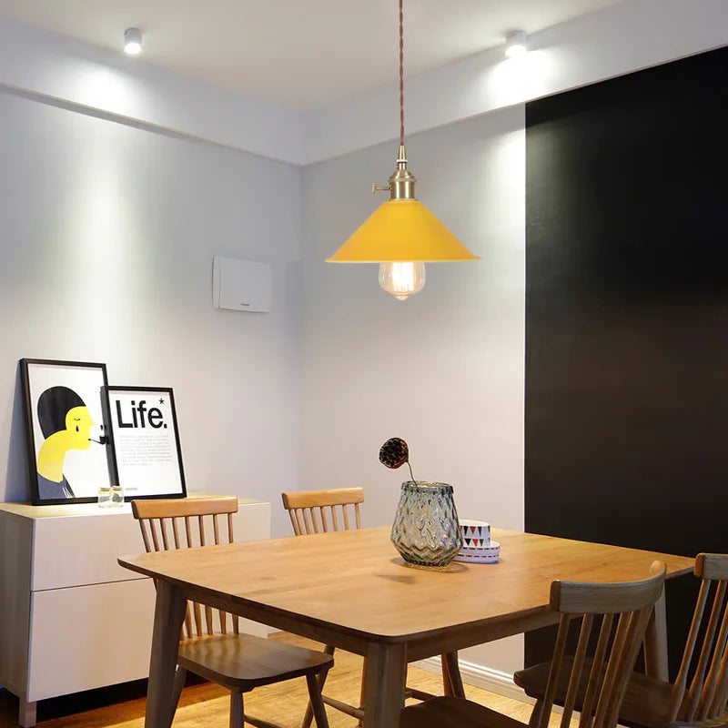 Afralia™ Yellow Iron Art LED Pendant Lights - Modern Nordic Style for Home Decor