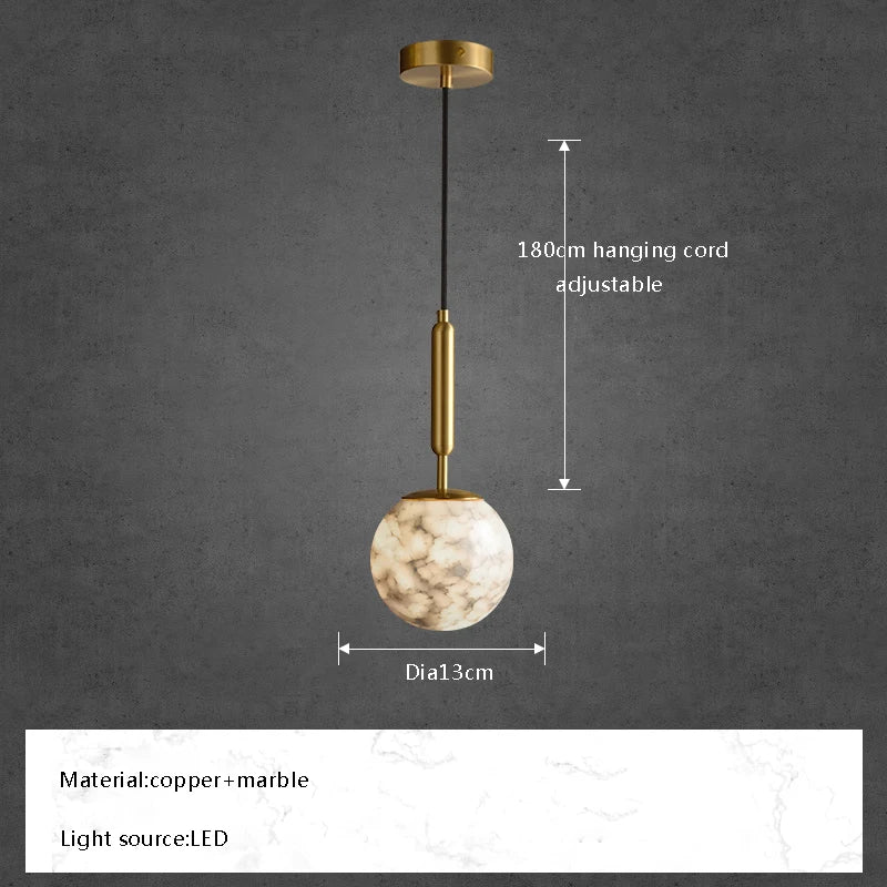 Afralia™ Marble Ball Pendant Lights: Elegant LED Hanging Lamps for Home, Dining, Kitchen.