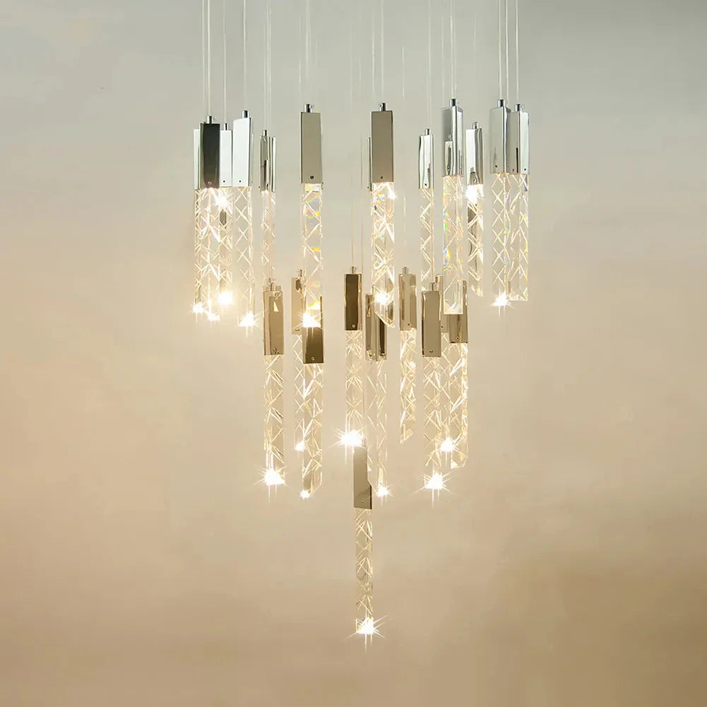 Afralia™ LED Crystal Staircase Pendant Light for Modern Nordic Home Lighting