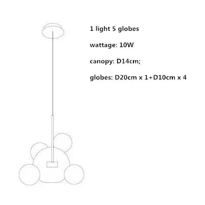 Afralia™ Modern Clear Glass Globe LED Pendant Light - Micky Copper Hanging Lamp