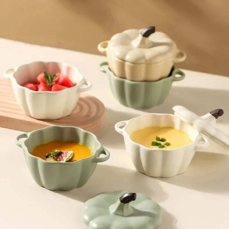 Afralia™ Pumpkin Ceramic Soup Bowl | Solid Color Tableware for Restaurant and Home