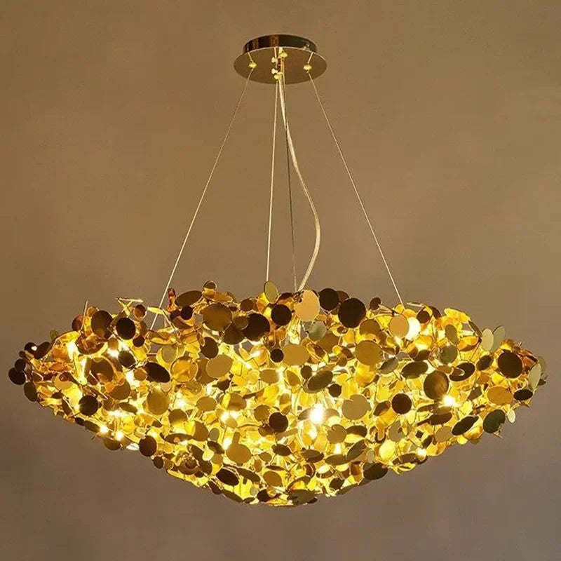 Afralia™ Stainless Steel Golden Chandelier for Restaurant, Bedroom, and Cafe Decor