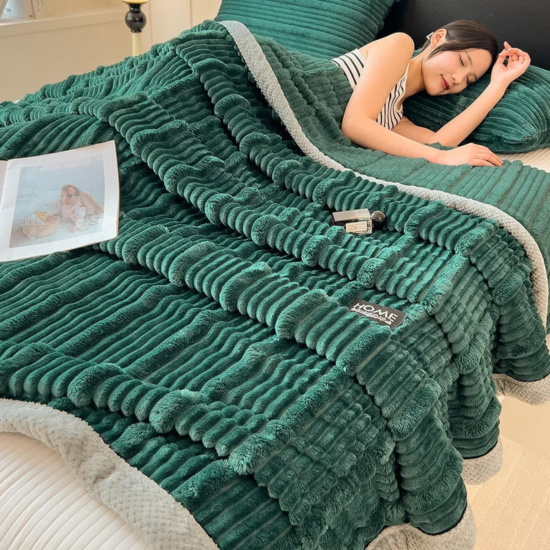 Afralia™ Cozy Faux Rabbit Plush Blanket, Nordic Style, Thick & Warm, Super Soft Nap Shawl