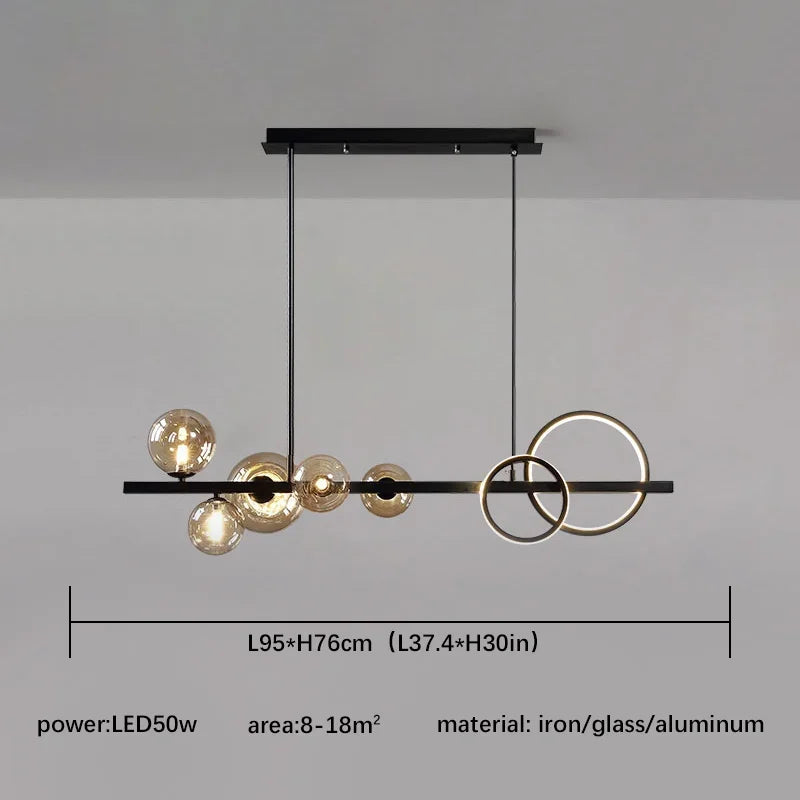 Afralia™ Glass Ball Pendant Chandelier: Scandinavian LED Light for Kitchen Dining Table