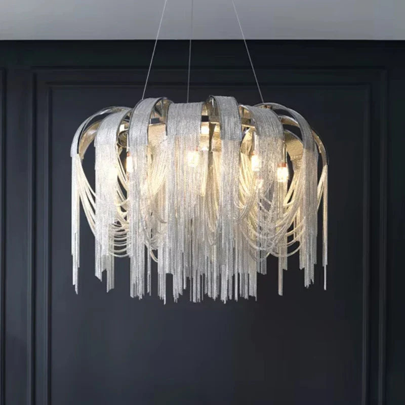 Afralia™ Tassel Chandelier: Postmodern Chain Hanging Lights for Luxury Living Spaces
