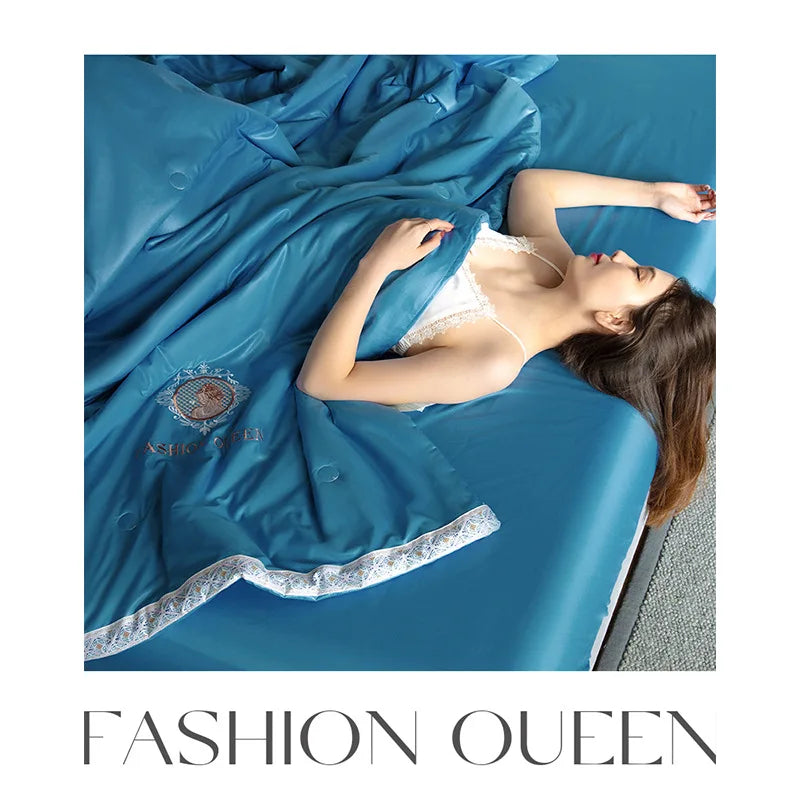 Afralia™ Summer Ice Rayon Cooling Quilted Queen Blanket - Silky Breathable Comforter