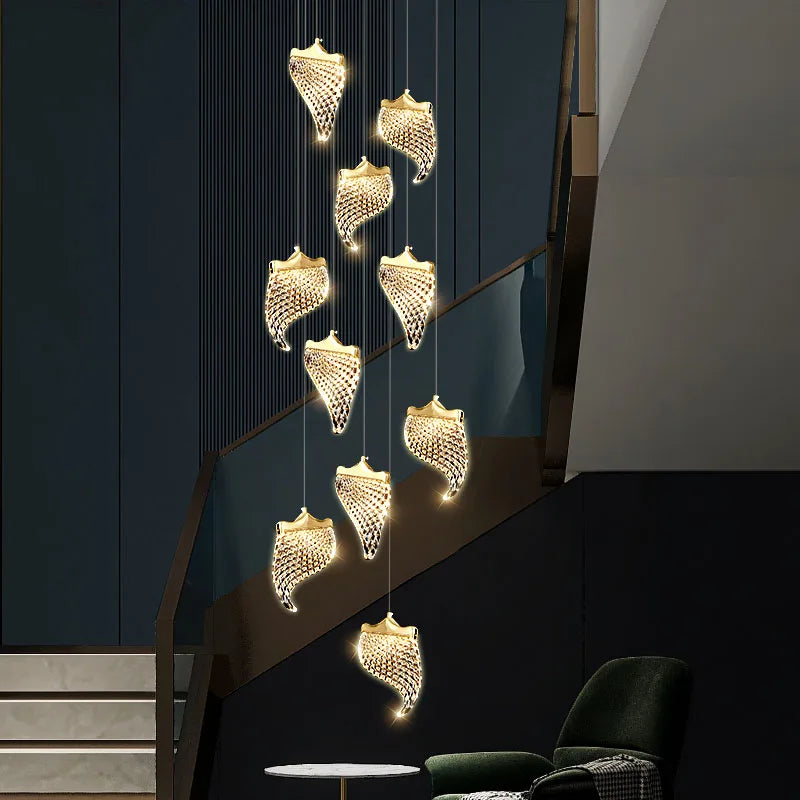Afralia™ LED Staircase Chandelier: Modern Loft Lighting Fixture for Living & Dining Room