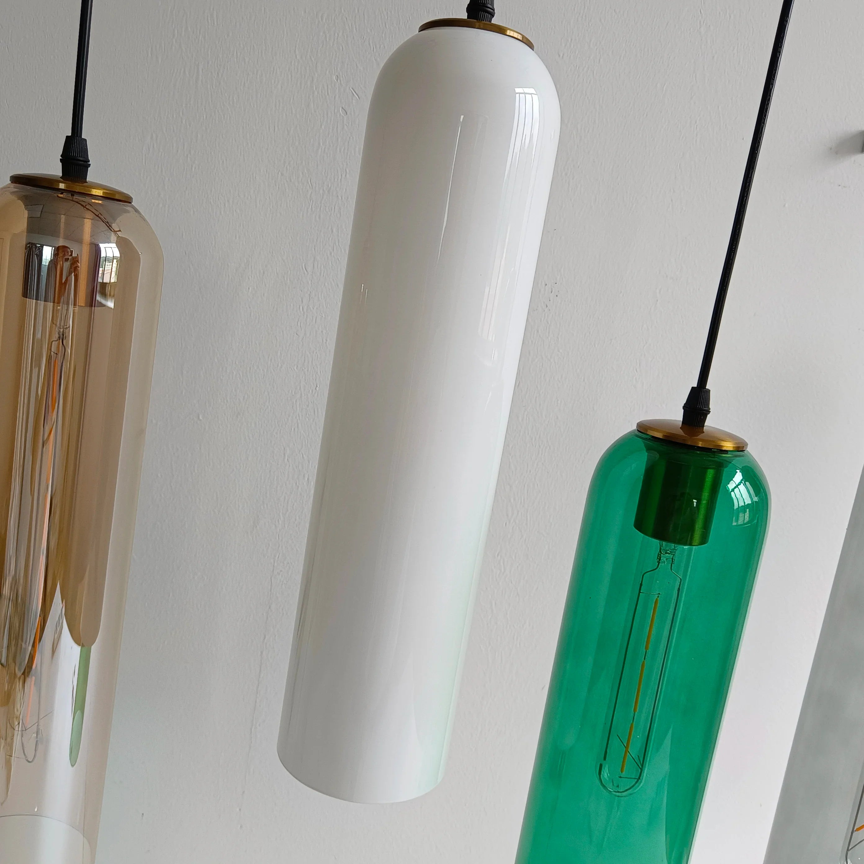 Afralia™ Green Glass Nordic Pendant Light E27 Suspension Fixture for Living and Bedroom