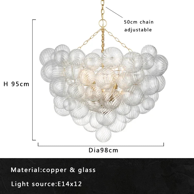 Afralia™ LED Glass Bubble Chandelier E14 for Modern Living Room Decor.