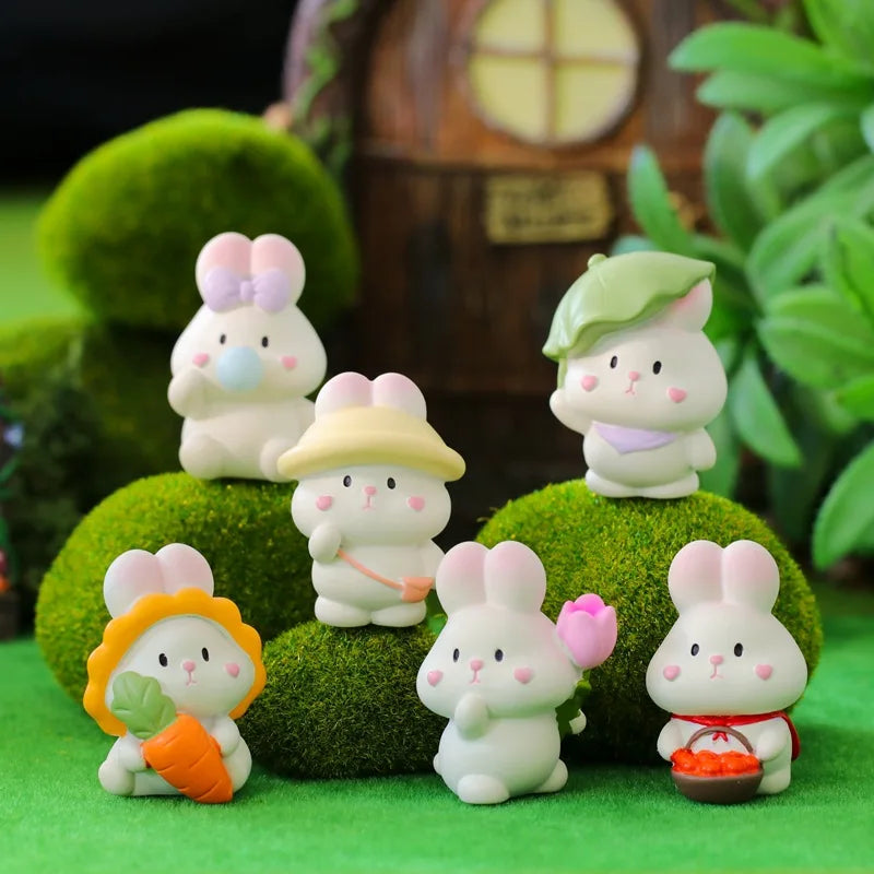 Afralia™ Rabbit Doll: Cute Chinese Bunny Micro Landscape Ornament & Home Decoration