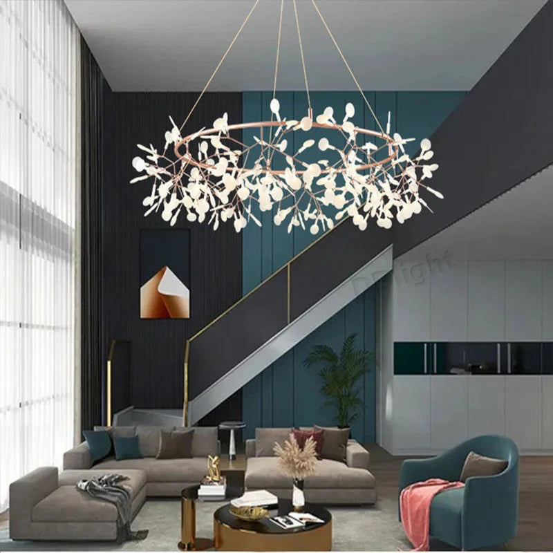 Afralia™ Firefly LED Branch Chandelier: Modern Nordic Luxury Lighting for Living Room and Kitchen