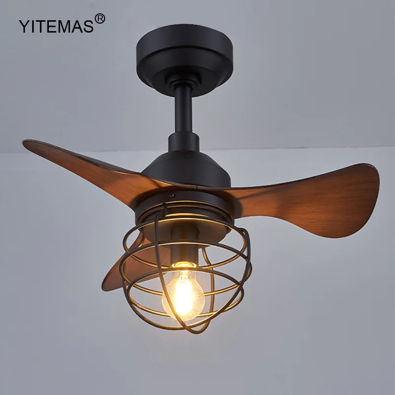 Afralia™ Retro Kids Room Ceiling Fan Chandelier with Remote Control for Hallway and Bedroom