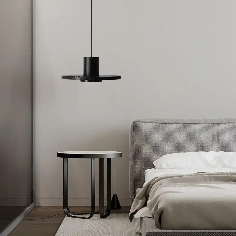 Afralia™ Modern Minimalist Black Hole Stone Bedroom Pendant Chandelier