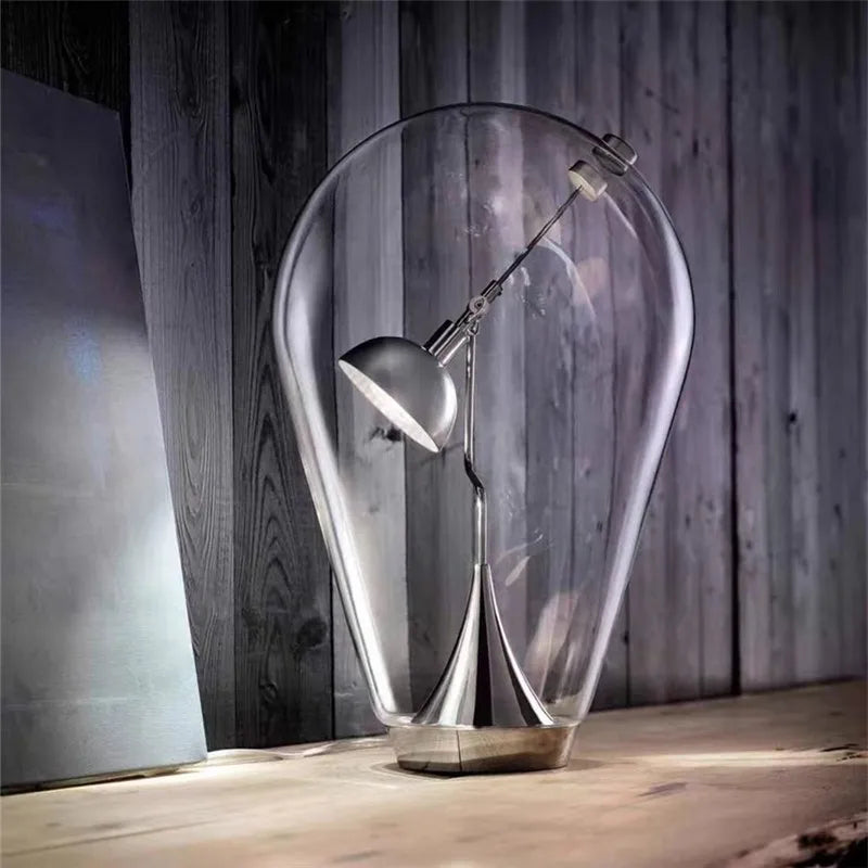 Afralia™ Lodes Blow Glass Table Light: Adjustable Modern Chrome Lamp for Home, Store, and Bar