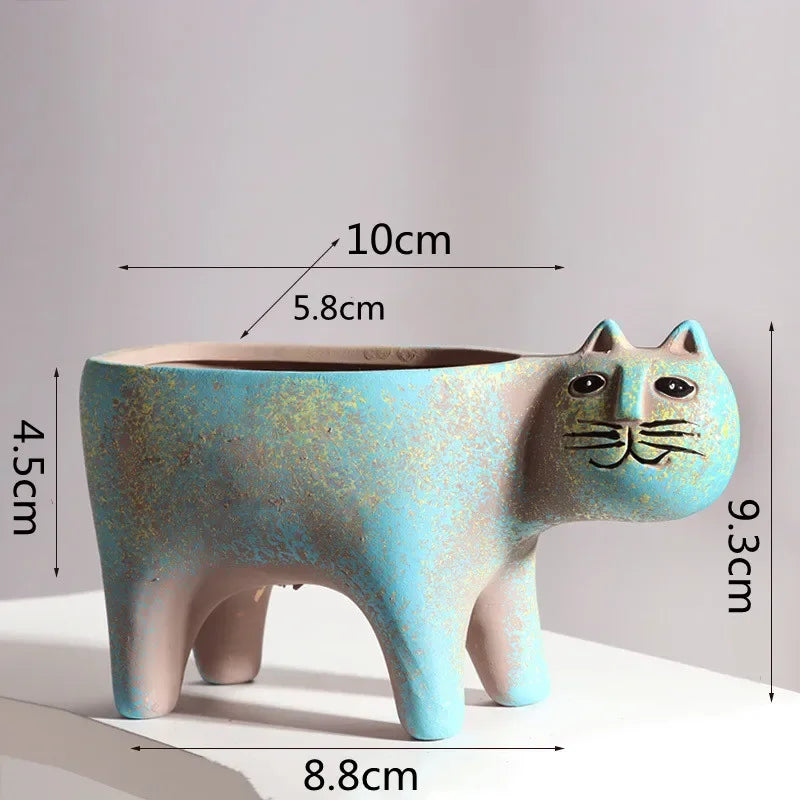Afralia™ Cat Succulent Plant Pot - Cute Cartoon Animal Design for Home Decor