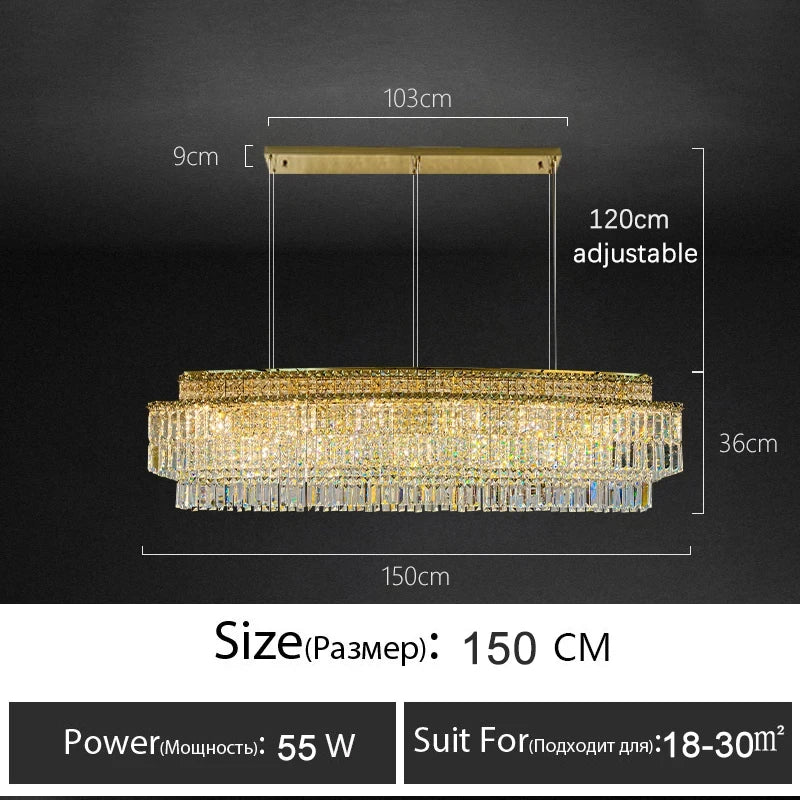 Afralia™ Crystal Chandelier: Modern Rectangle Luxury Dining Room Lighting