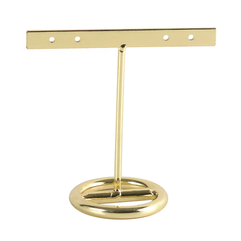 Afralia™ Golden Geometric Jewelry Display Rack - Desktop Storage & Home Decoration