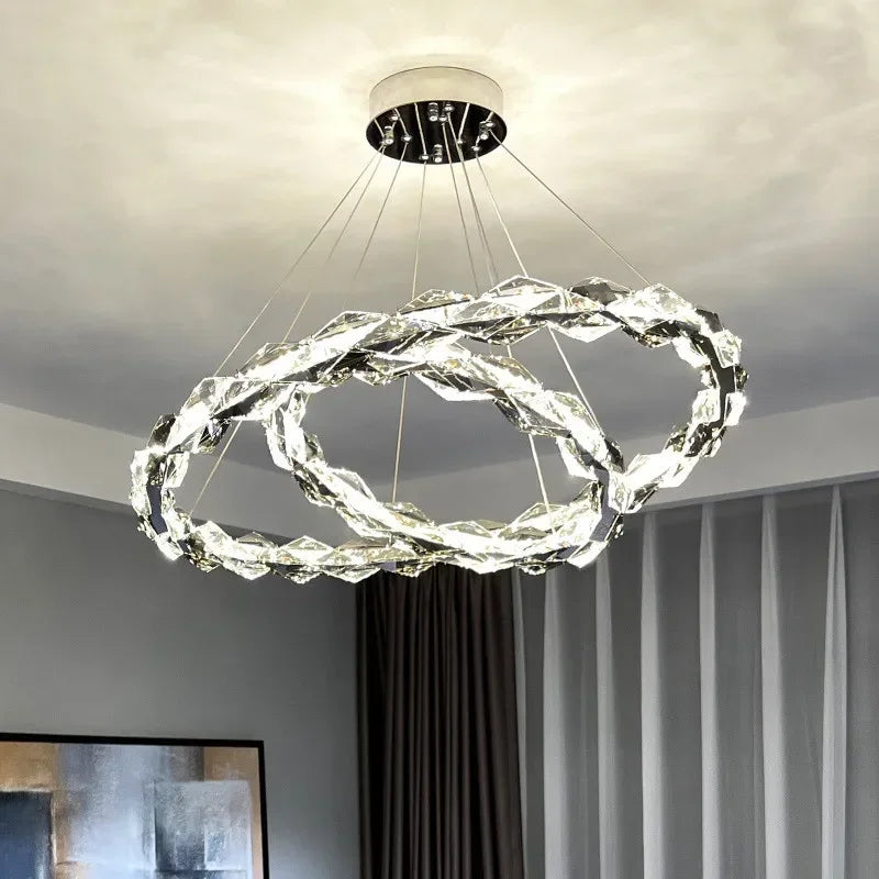 Afralia™ Crystal Chandelier Pendant Light - Dimmable Modern Luxury LED Chrome Luminaria
