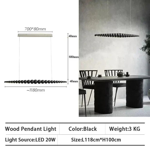 Afralia™ Solid Wood Pendant Light for Living Room Decor - Modern Linear Hanging Ceiling Light