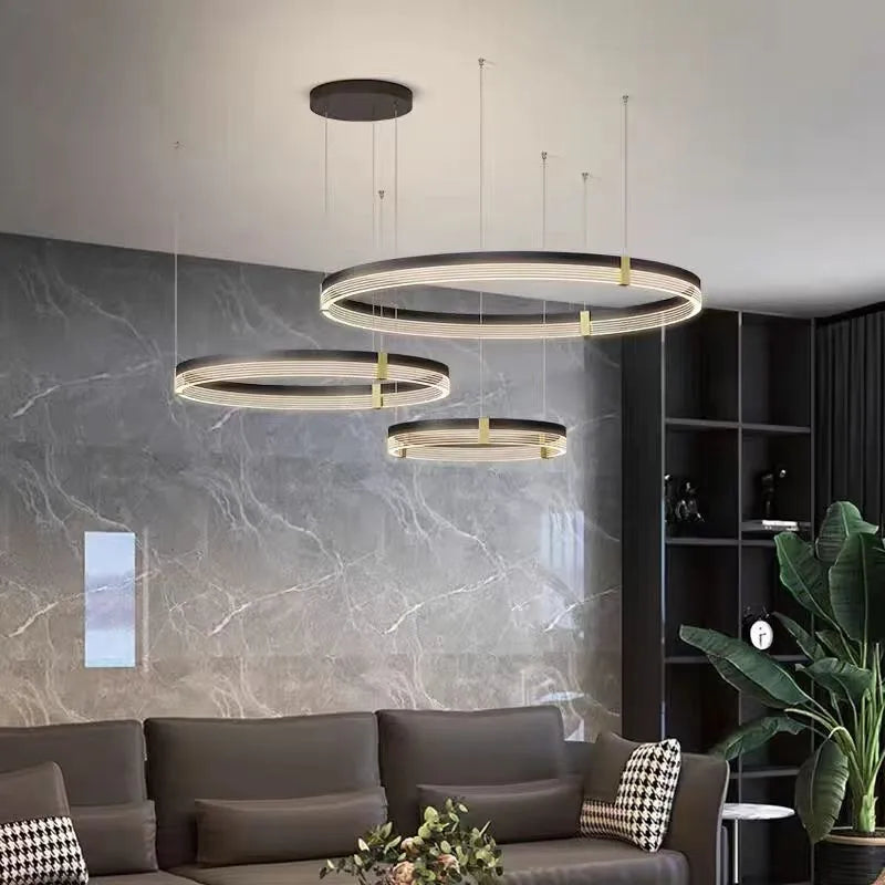 Afralia™ Black Acrylic LED Pendant Light for Modern Home Decor