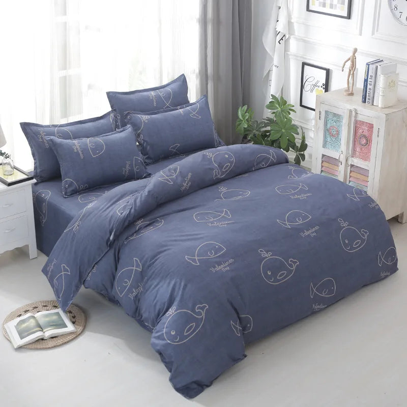 Afralia™ Geometric Floral Bedding Set with Quilt Cover, Duvet Cover, Sheet, and Pillows