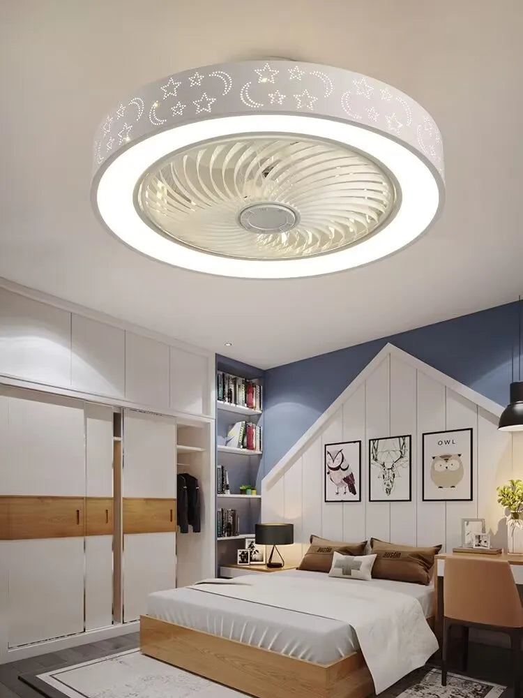 Afralia™ Smart Ceiling Fan with Dimmable Light Control for Bedroom and Living Room