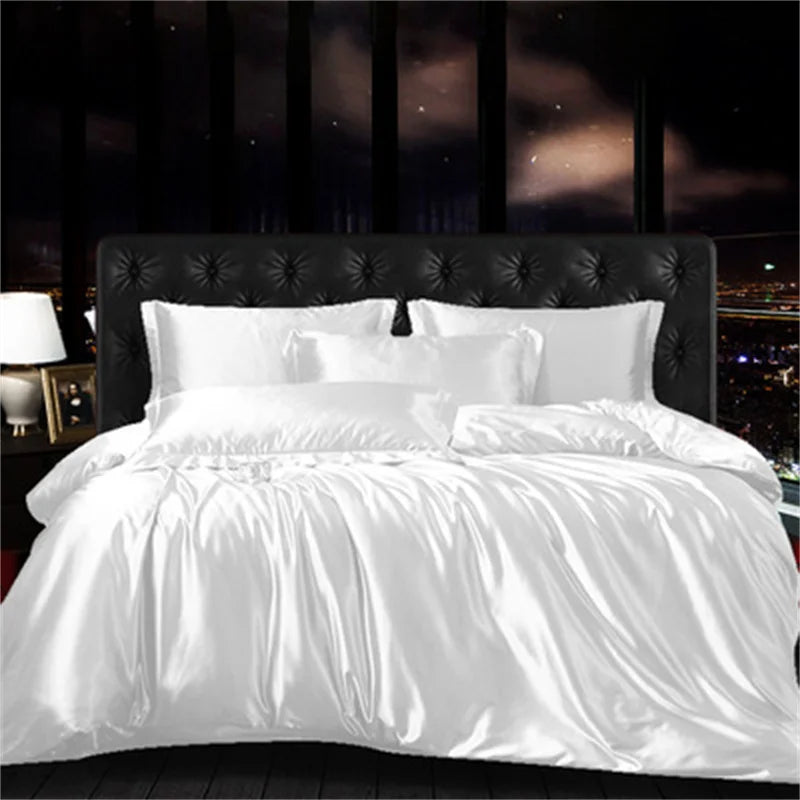 Afralia™ Mulberry Silk-blend Satin Duvet Cover Set for King & Queen Beds
