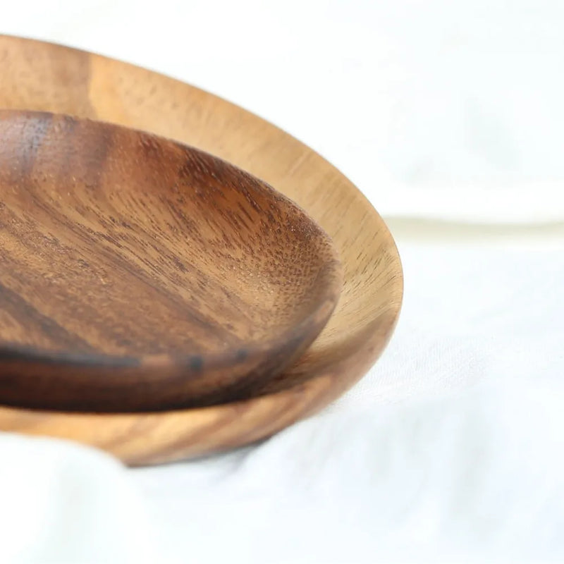 Afralia™ Beech Wooden Round Plate for Snacks, Sushi & Fruits