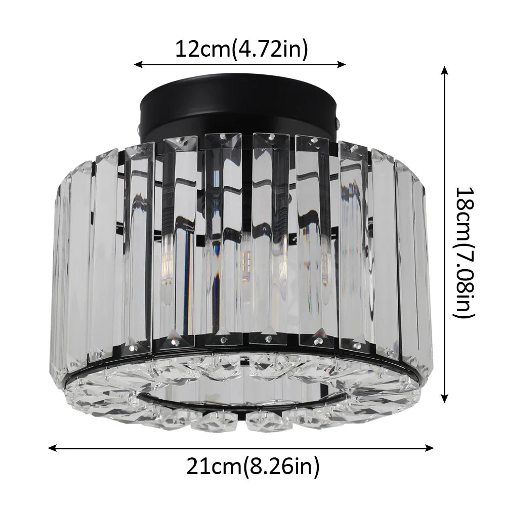 Afralia™ Modern Crystal Chandelier Flush Mount Ceiling Light for Bedroom Hallway Office