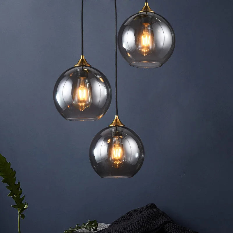 Afralia™ Industrial Glass Pendant Light for Dining Table, Kitchen, Bar, Office - E27