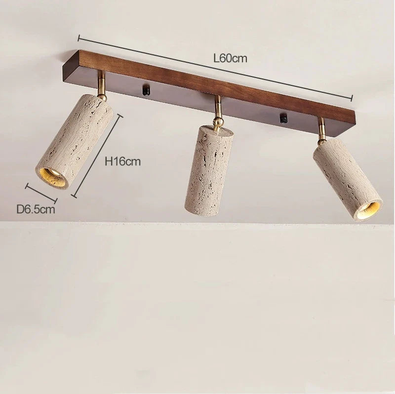 Afralia™ Stone Ceiling Lamp Spot Light Adjustable Angle Wood Base