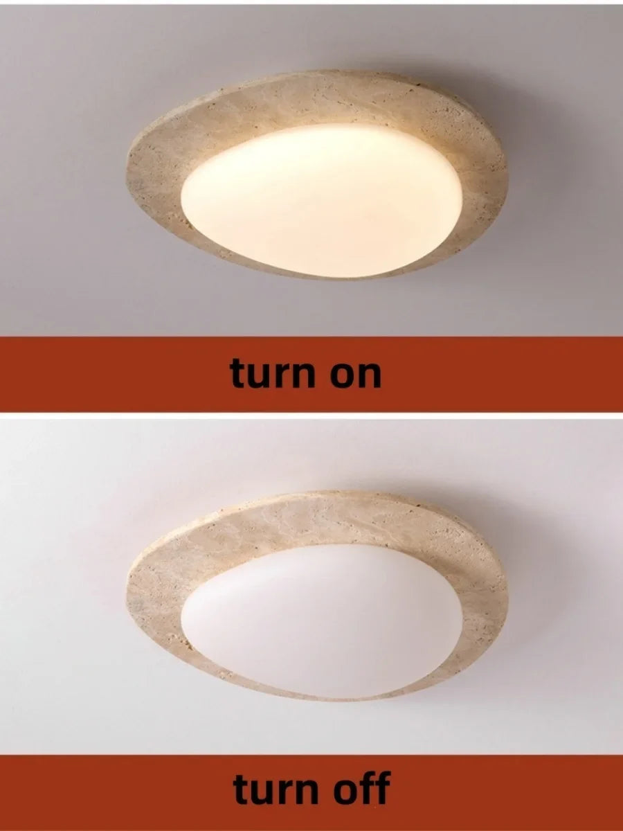 Afralia™ LED Ceiling Light Fixture Yellow Stone White PE Shade Plafond Lamp