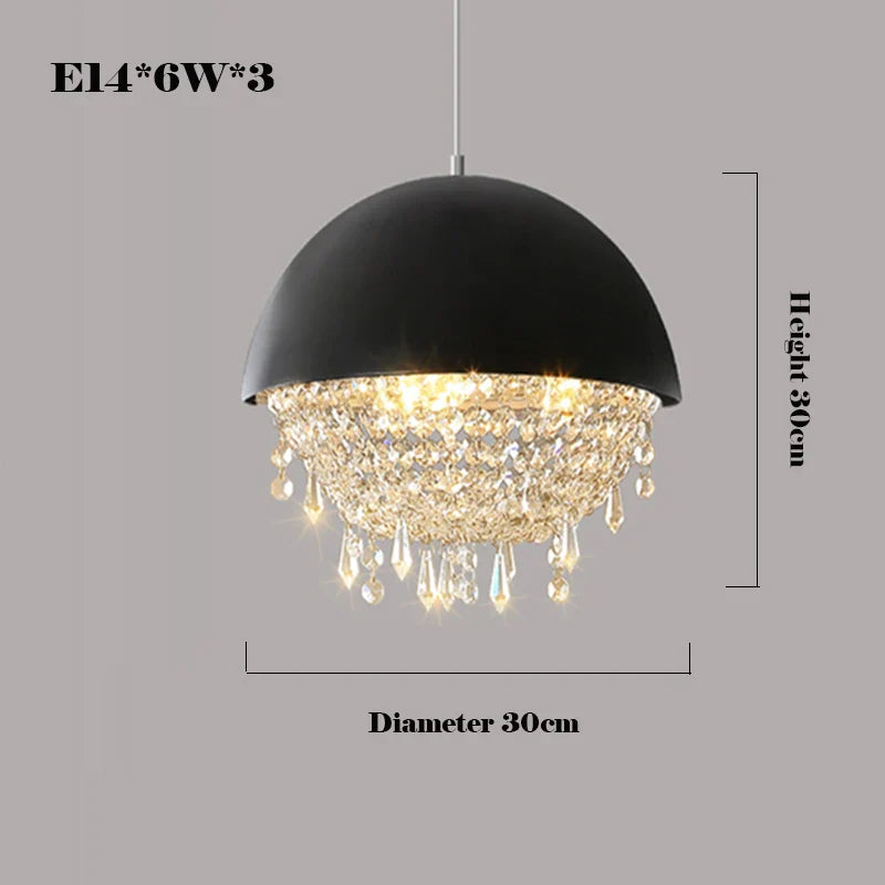 Afralia™ Modern Black White Hemisphere Hanging Chandelier Pendant Light for Living Dining Room