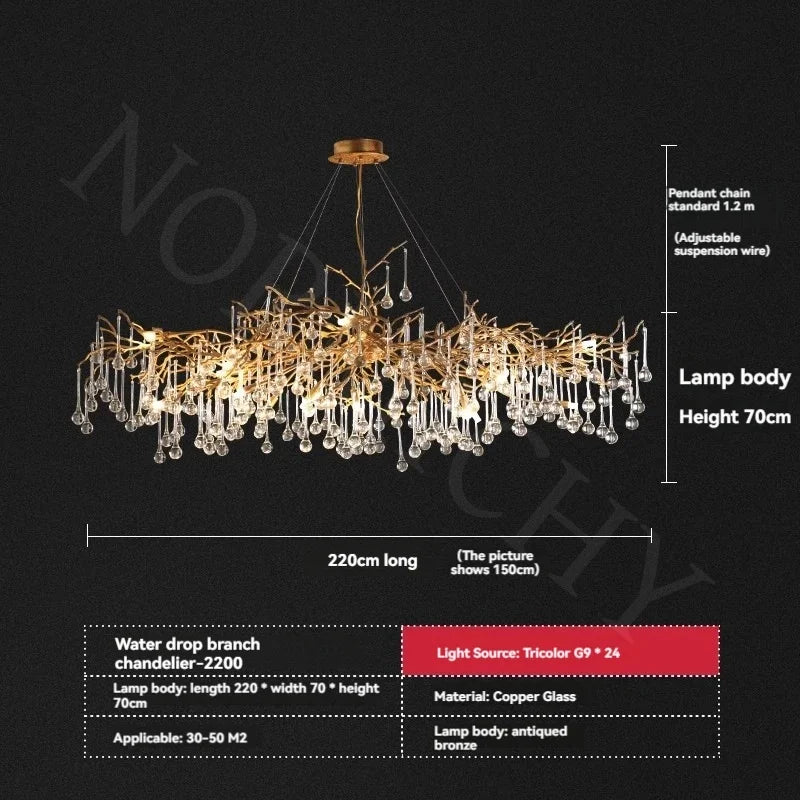 Afralia™ French Crystal Chandelier: Full Copper, High Grade, LED, Elegant for Dining Room & Living Room