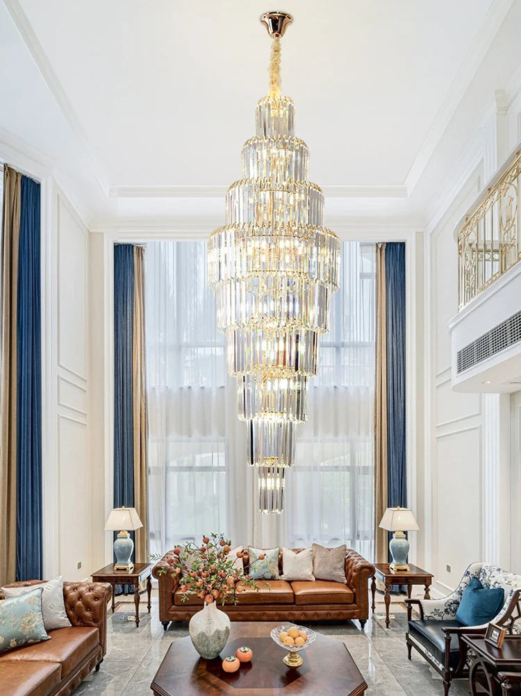 Afralia™ Crystal Pendant Chandelier for Hotel Lobby - Luxury Hollow Design - Nordic Villa Style