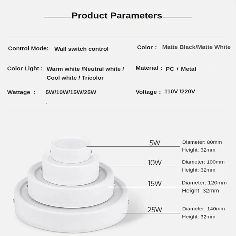 Afralia™ LED Downlight Ceiling Spotlights 5/10/15/25W for Indoor Kitchen Lighting