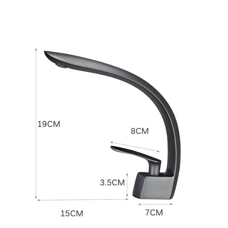 Afralia™ Grey/Black Wash Basin Faucet Single Handle Mixer Tap Hot Cold Waterfall Brushed Gold