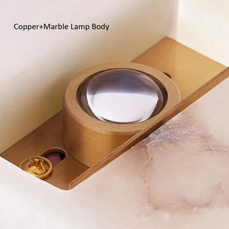 Afralia™ Copper Marble Wall Lamp Modern Simple Natural Decorative LED Sconce