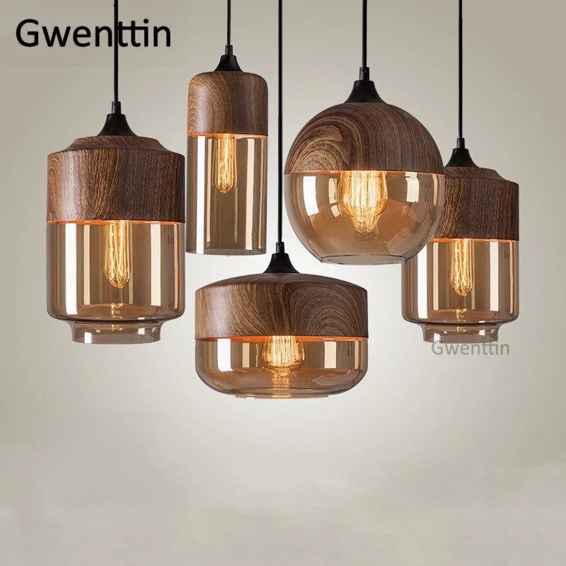 Afralia™ Vintage Industrial Glass Pendant Lights Kitchen Lighting